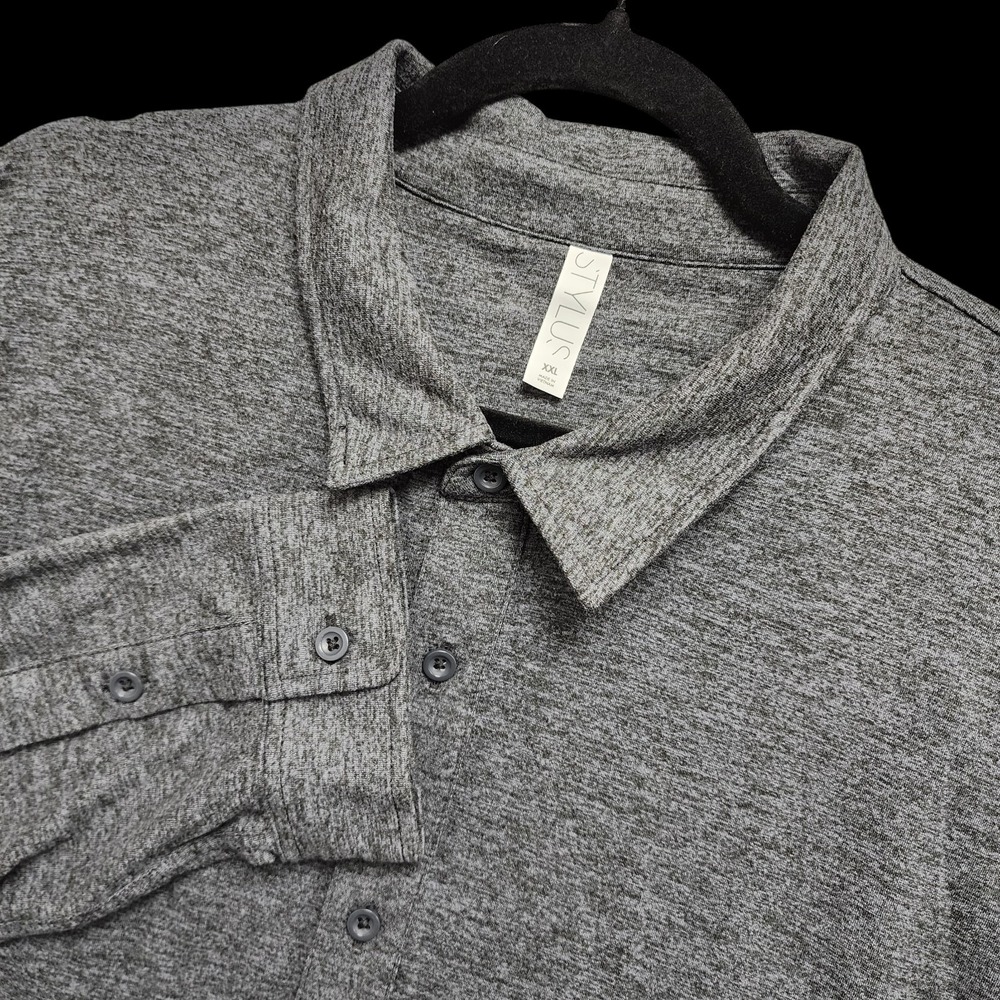 Stylus Performance Stretch Shirt Mens‎ XXL French Indigo Heather Button Up NEW